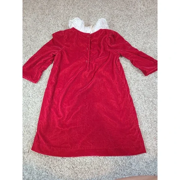 Janie and Jack Girl Holiday Red Velvet Lace Collar Dress size 5 - Picture 5 of 6